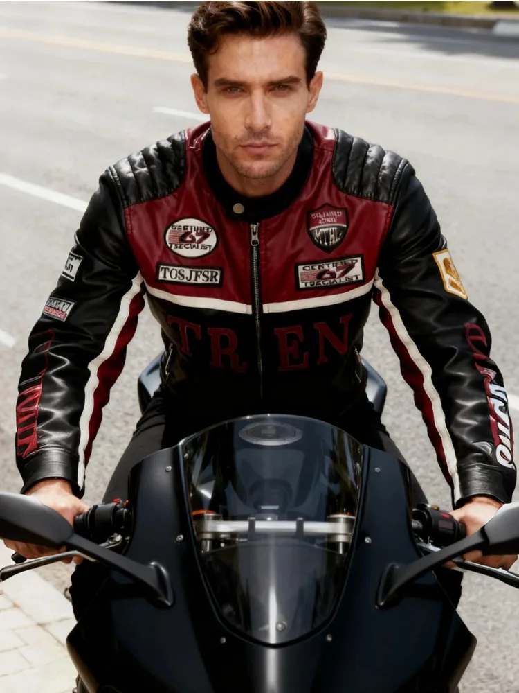 

Куртка-косуха из искусственной кожи оверсайз, унисекс, для мотоциклистов и гонщиков, уличный стиль