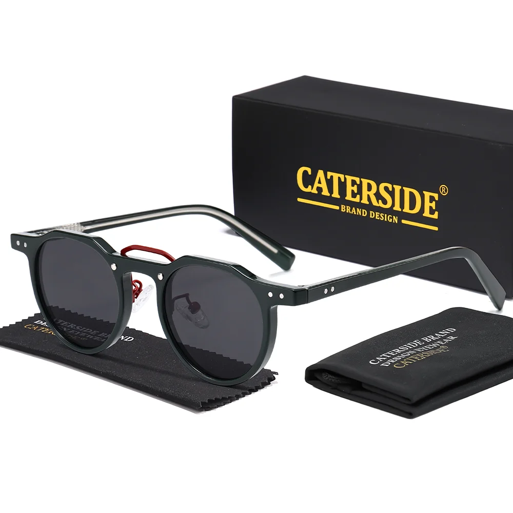 CATERSIDE Retro Punk Herren-Sonnenbrille, runde Sonnenbrille, für Damen, Outdoor, Party, Business, Festival, Geschenk, Brillen, UV400 – Detail 11
