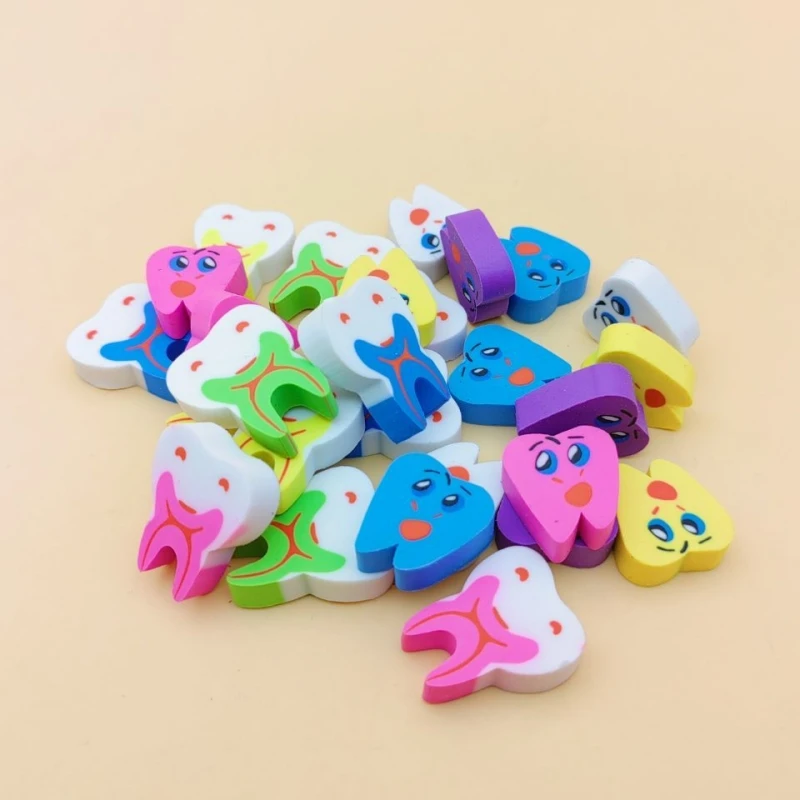

50pcs Cartoon Molar Shaped Rubber Erasers Mini Eraser Dentist Clinic School Gift Student Children Kawaii Erasers