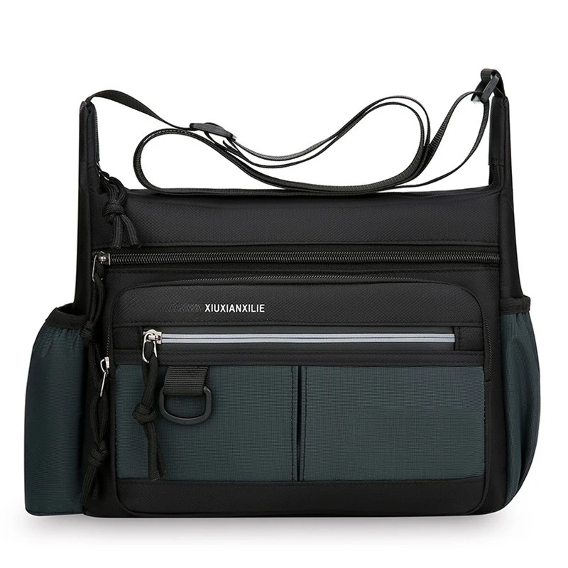 New men's casual shoulder multi-functional large-capacity trendy oblique back outdoor travel water cup messenger bag