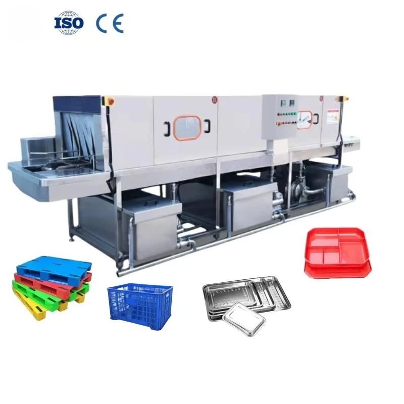 Automatic High Water Pressure Tunnel Washer for Plastic Turnover Box Cleaning Hot Sale Basket Machine Custom