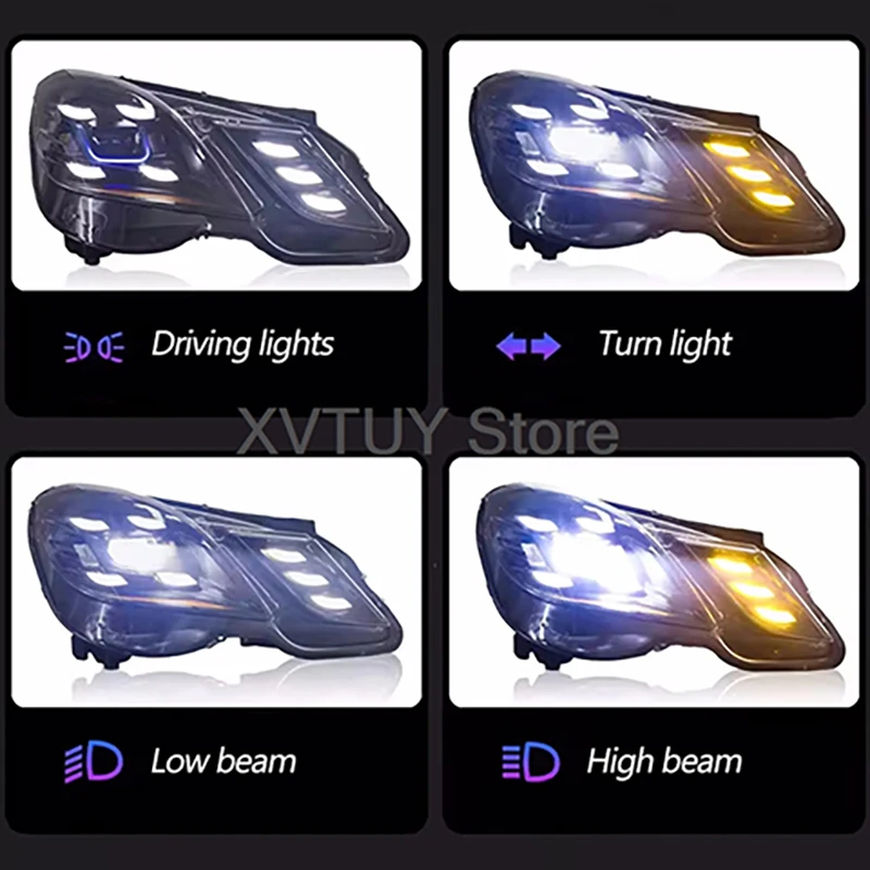 Автомобильные фары для Mercedes-Benz E Class W212 2010-2013, светодиодные фары, автоматическая фара в сборе, аксессуары для динамических сигнальных ламп DRL