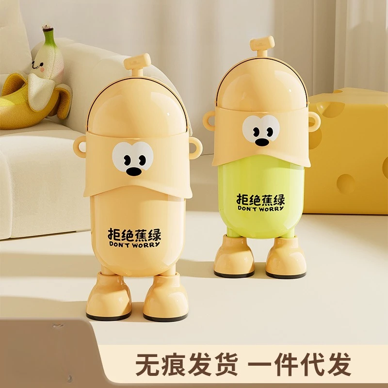 

Trash Can Large Large Capacity Household Premium Sense No Bend Over Living Room Office Thickened Cartoon Trash Can with Feet