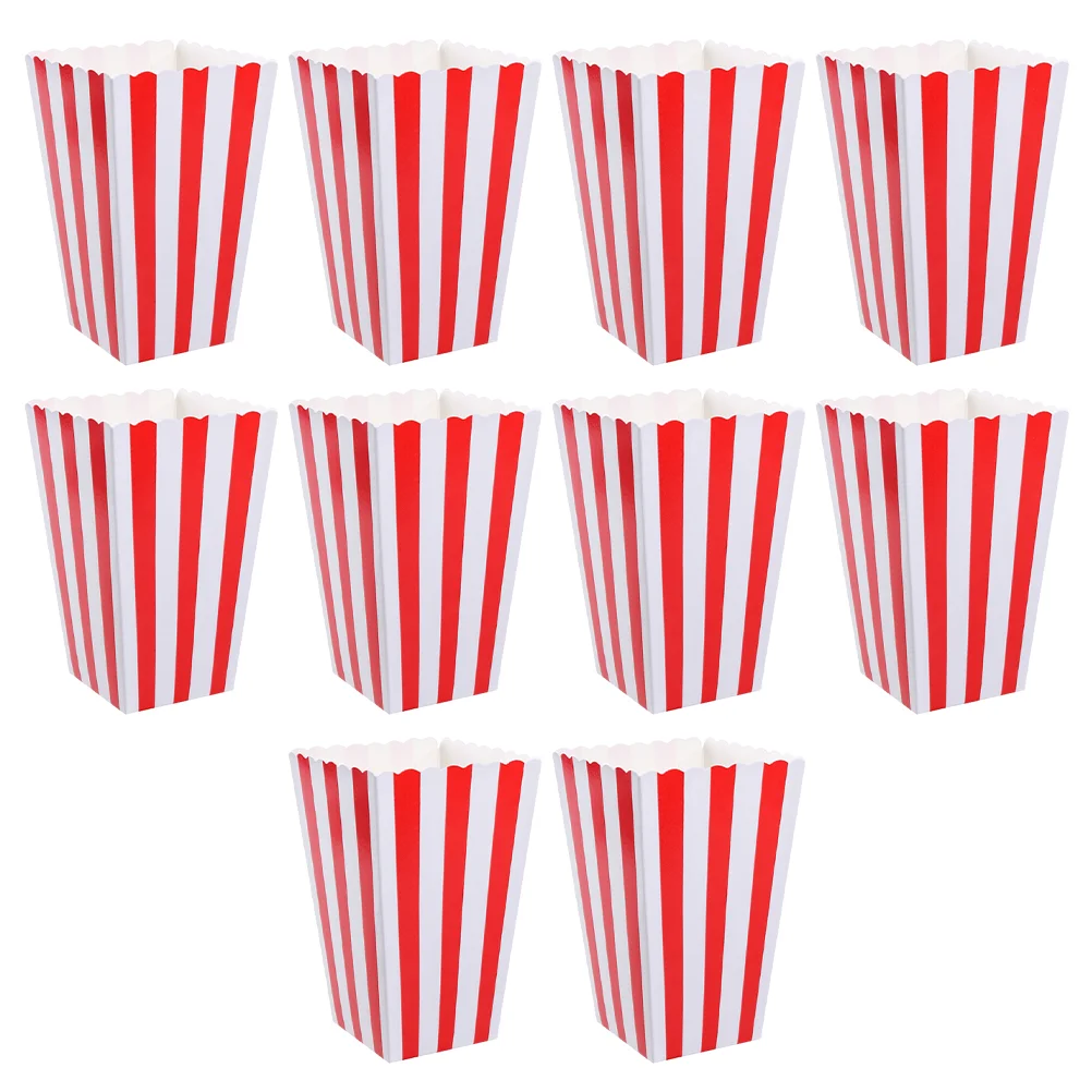 

10 Pcs Paper Popcorn Boxes Party Popcorn Containers Favor Storage Containers Movie Night Supplies Kitchen Barware