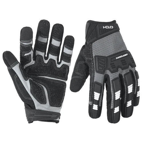 HANDLANDY Guantes de trabajo reductores de impactos, guantes de trabajo resistentes con agarre, guantes mecánicos de seguridad transpirables con pantalla táctil