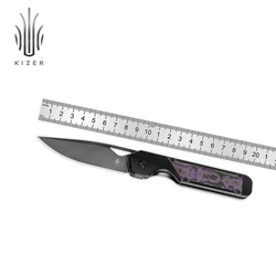 Kizer Survival Knife Ki3634A2 Militaw 2024 New New Fatcarbon+Titanium Handle with S45VN Steel Blade Hunting Knife