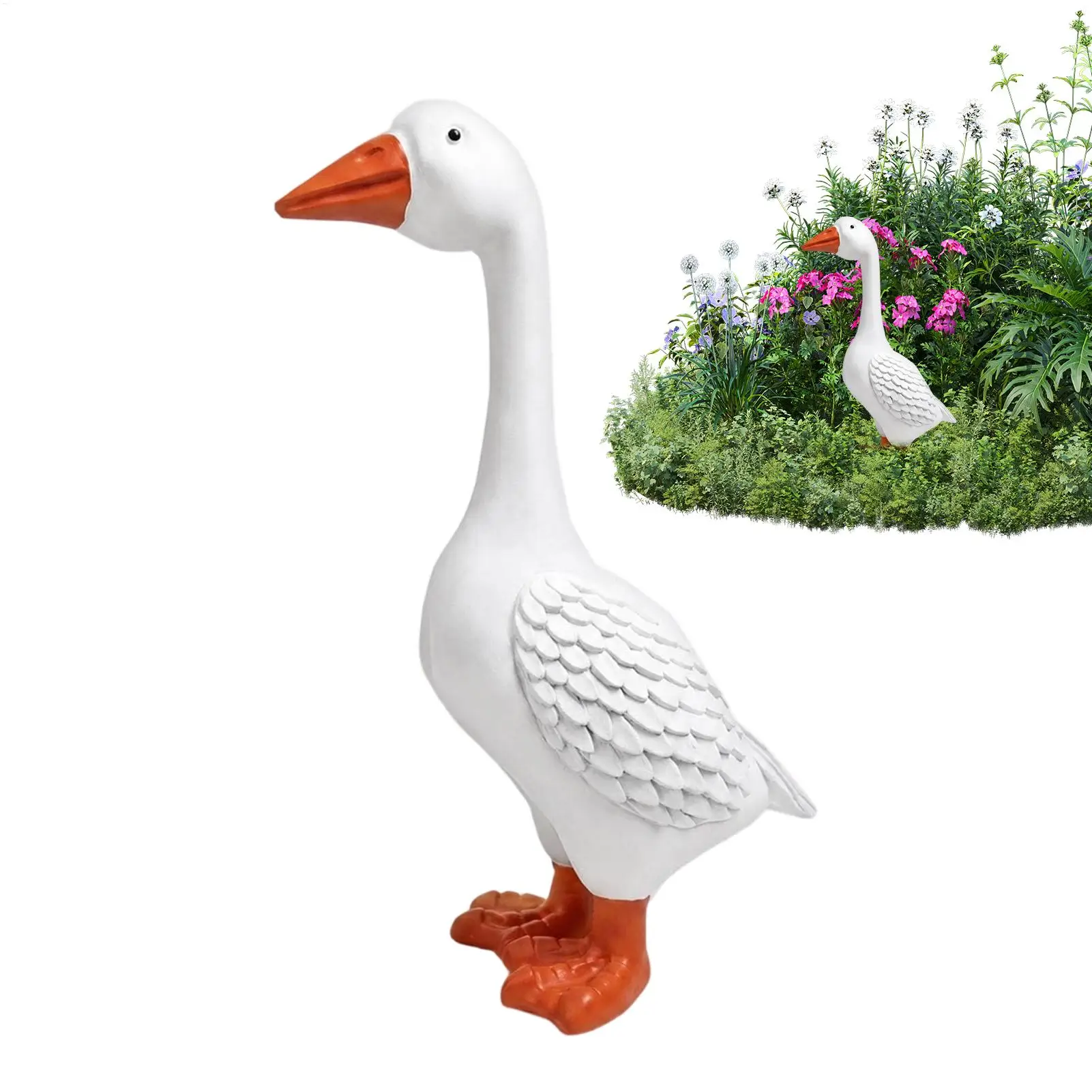 Porch Goose Statue Resin Realistic Large All-Weather Lawn Goose Statue for Garden Yard Farmhouse Pathway Driveway