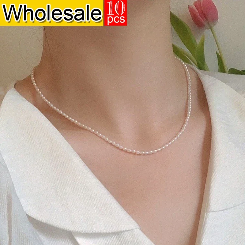 

Women Irregularity Pearl Necklace 10PCS For Girls Fashion Jewelry Stainless Steel Necklaces Grunge Luxury Quality Jewelry Chains