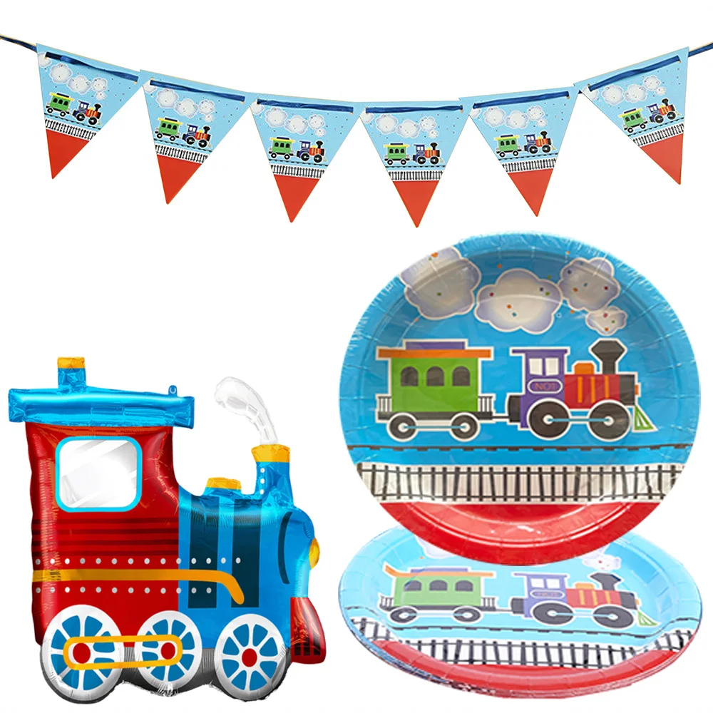 Train Party Supplies Paper Plate Balloons Banner All Aboard Railroad Cars Trains Birthday Two Two Train 2nd Birthday Decorations