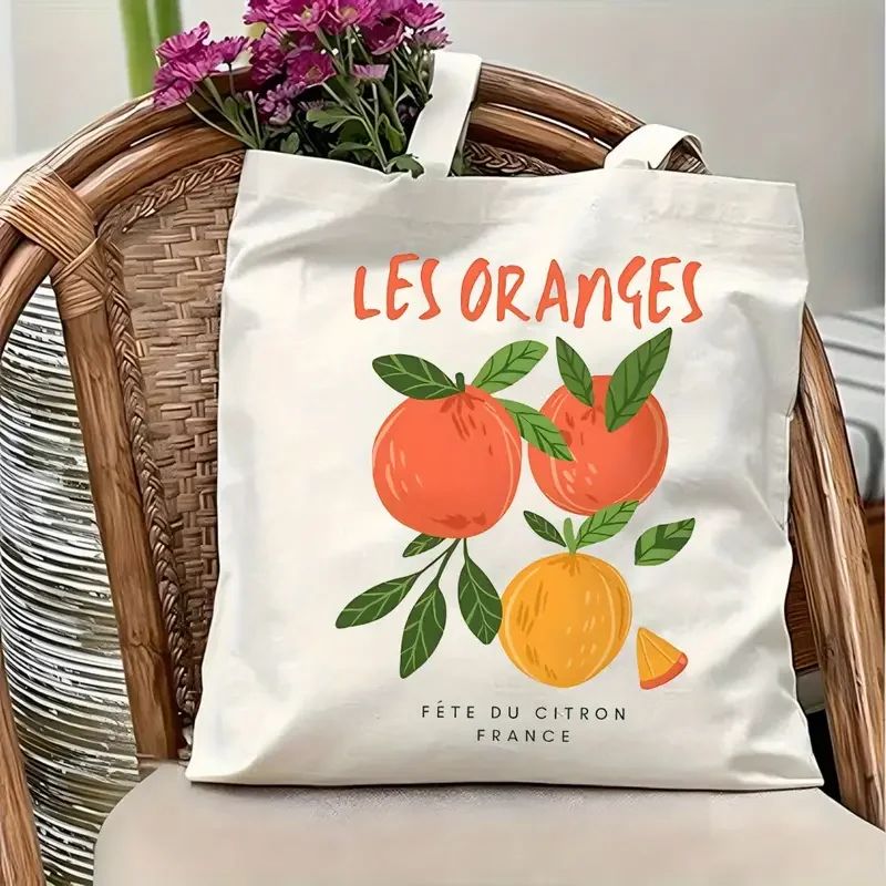 Bolso de mano de gran capacidad para mujer, diseño del Festival de cítricos franceses, bolso de compras reutilizable, bolso de compras para mujer