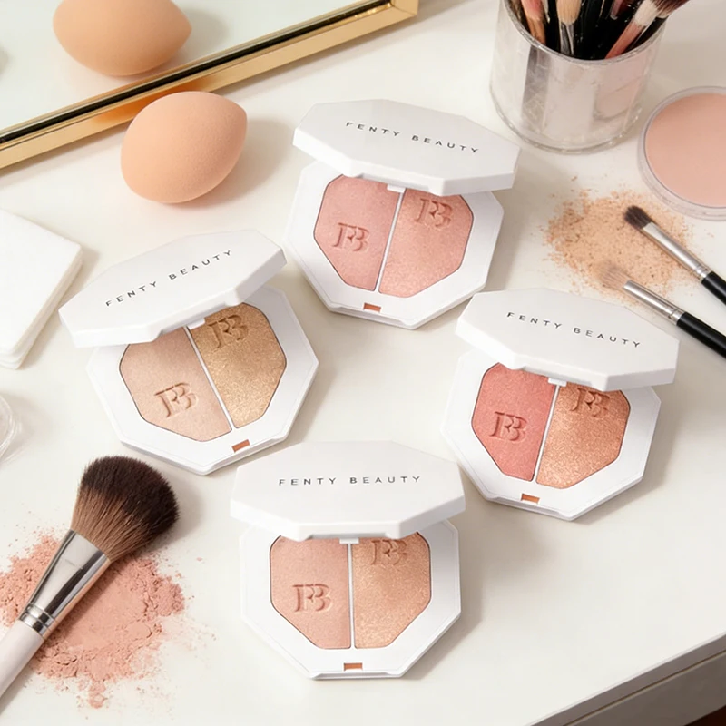 

Портативная двухцветная пудра-хайлайтер Fenty Beauty, 3D-палетка для контуринга, матовый хайлайтер, натуральная осветляющая пудра, косметика