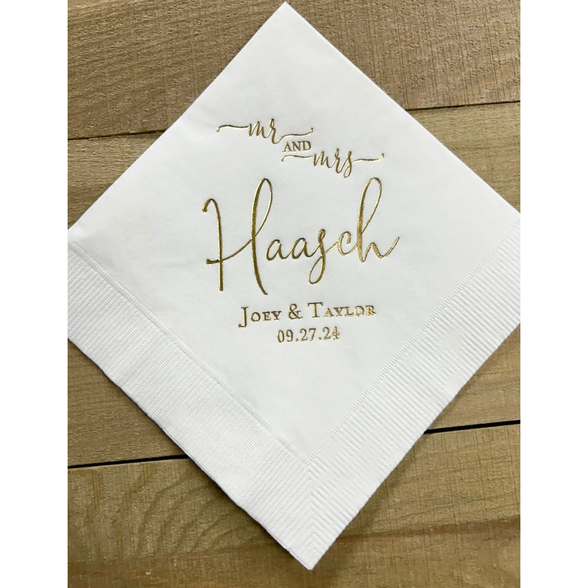 50pcs Personalized Mr & Mrs Mr and Mrs Wedding Napkins Custom Monogram Beverage Cocktail Cake Dessert Appetizers Luncheon Dinner