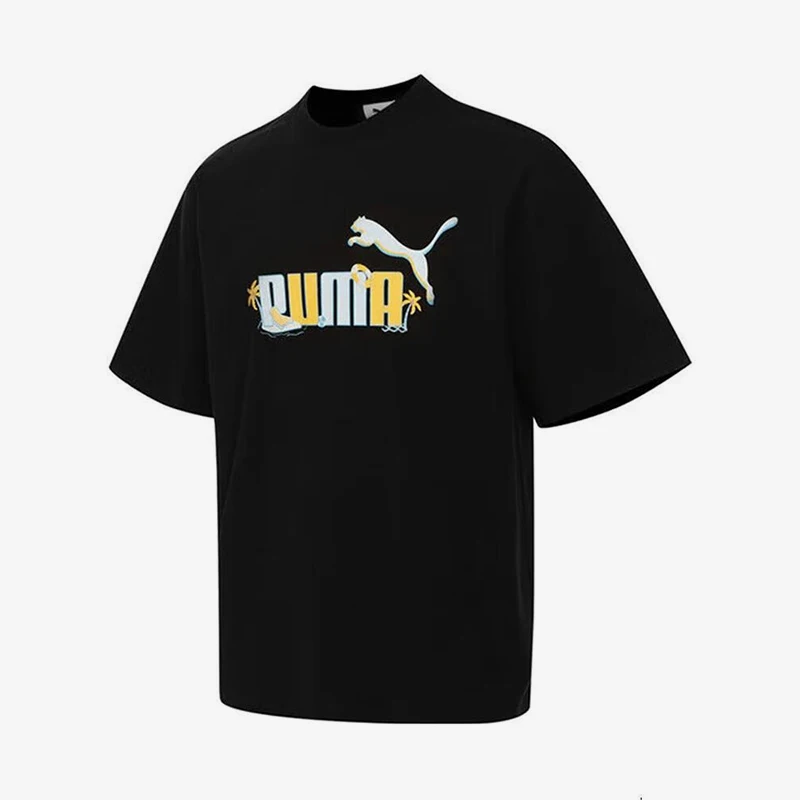 Puma genuine autumn edition men's and women's round neck pullover printed sports short sleeved shirt 690748-01