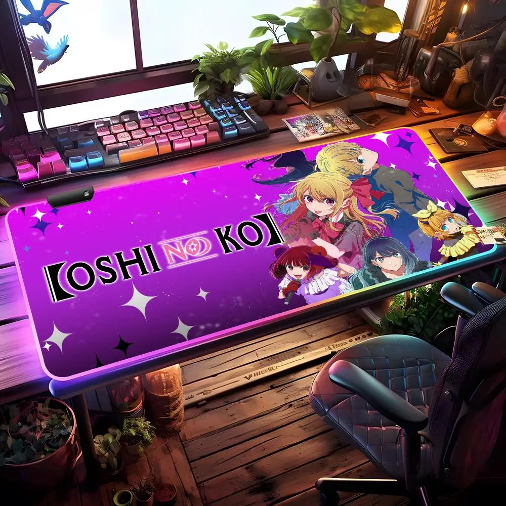 

Коврик для мыши Oshi No Ko RGB, игровой коврик для мыши, настольный коврик HD, большой игровой коврик с LED-подсветкой, XXL коврик для мыши