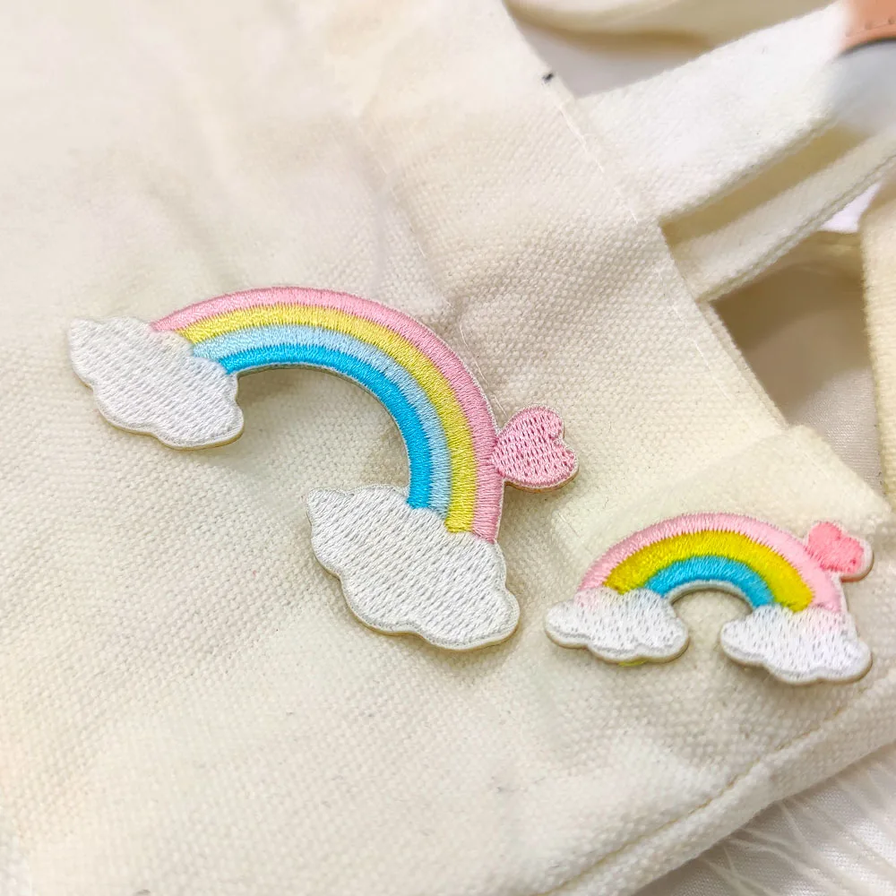 Pink Rainbow Meteor Self-adhesive Embroidery Patch Patches For Clothing Kids Decorative Phone Case Backpack DIY Hairpin Sweing