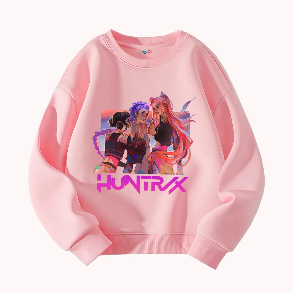 

HUNTRX Anime Girls Graphic Print Casual Round Neck Sweatshirt for Women Streetwear Fashion Long Sleeve Pullover Top