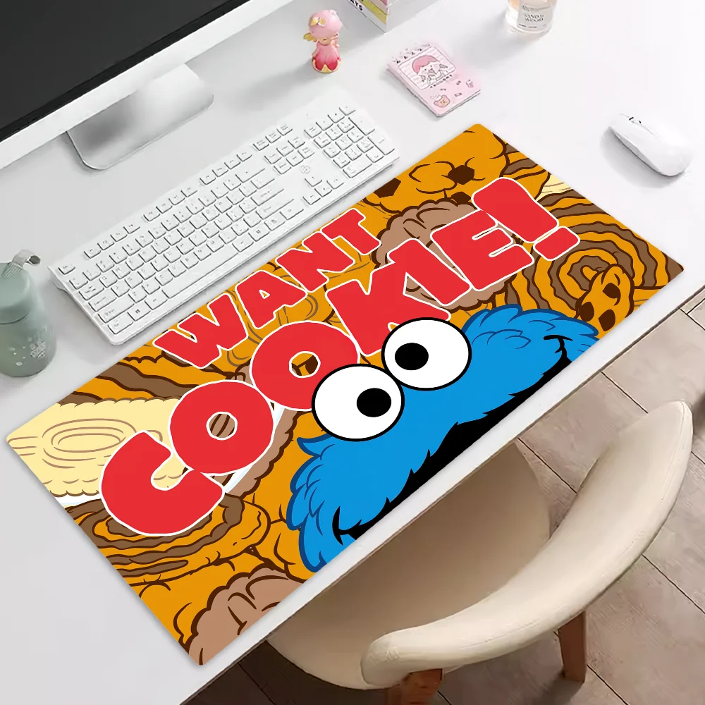 Cartoon Cookie Monster Mousepad Pad Rubber Table Mat Extended Gaming Lock Edge Keyboard Mat