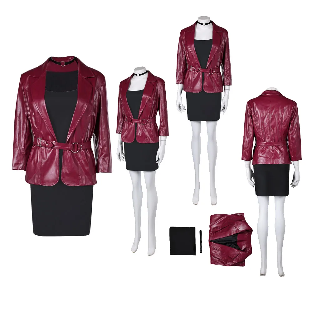 Женский костюм Мария для косплея, красное пальто, ожерелье, черное платье, Хэллоуин, карнавальный костюм, бесшумный костюм Fantsy Hill, женские наряды