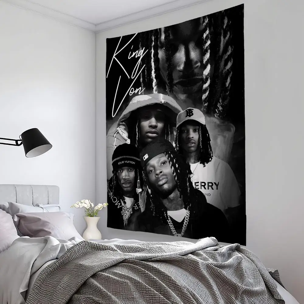 K-King Von Rapper Tapestry Microfiber Background Art Decor For Bedroom Living Room Bar Garden Outdoor Festival Wall Deco