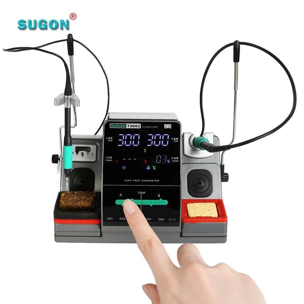 Micro Soldering Iron Set SUGON T3602 With 115 210 Solder Tips 2 In 1 Digital Soldering Iron For Mobile Rework