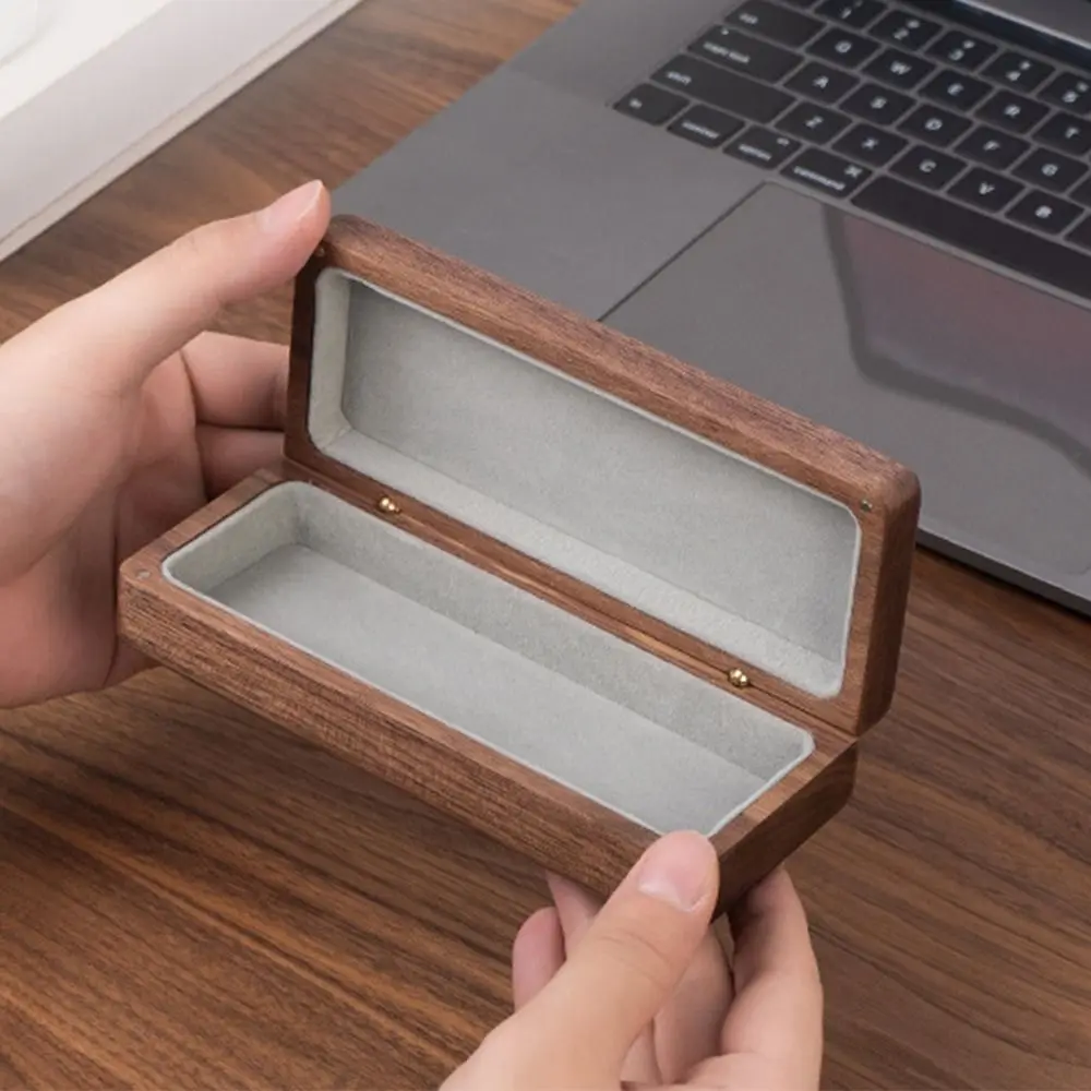

Retro Wood Glasses Case Magnetic Buckle Large Capacity Wood Eye Glass Holder Flocking Inside Durable Walnut Wood Storage Box
