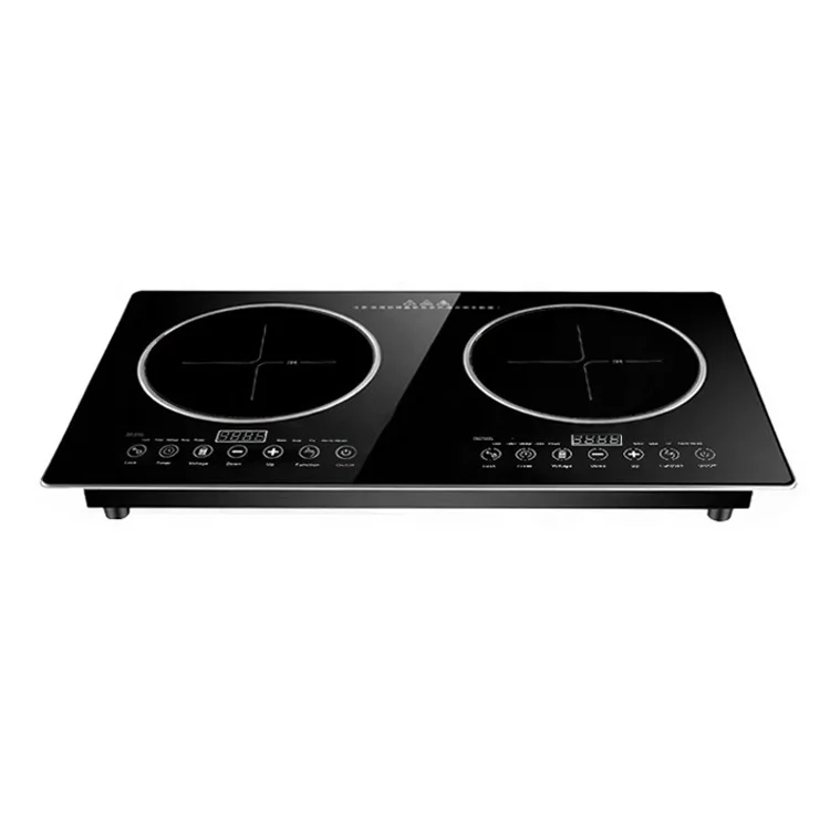 Double Booster Burners Smooth Surface Black Ceramic Glass  Electric Restaurant Cooktop Induction