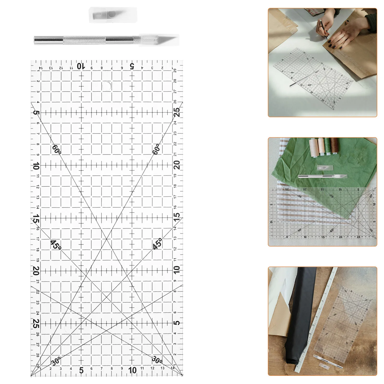 

Набор многофункциональных линеек для пэчворка из акрила, измеритель для квилтинга, для раскроя ткани, для рукоделия, прочный портативный инструмент для шитья