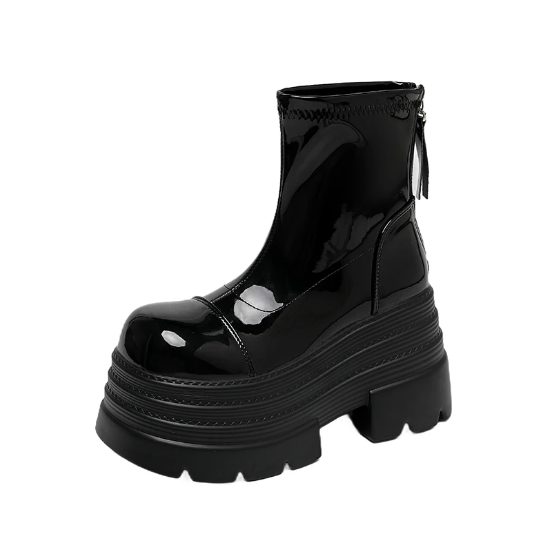 10cm Women's Boots Autumn 2026 New Retro British Style Short Boots Women's Korean Edition Thick Bottom Thick Heel Short Boots