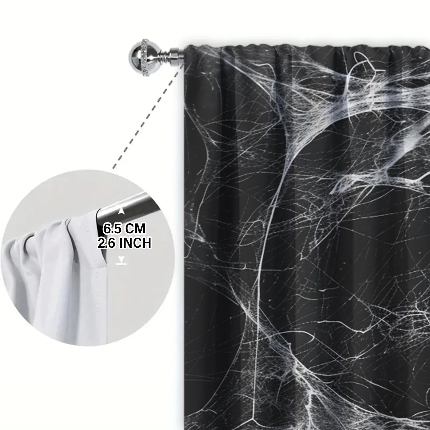 قطعتان من ستارة مطبوعة على شكل شبكة عنكبوت فوضوية لديكور المنزل - معالجة نافذة الجيب لغرفة النوم والمكتب والمطبخ وغرفة المعيشة #6