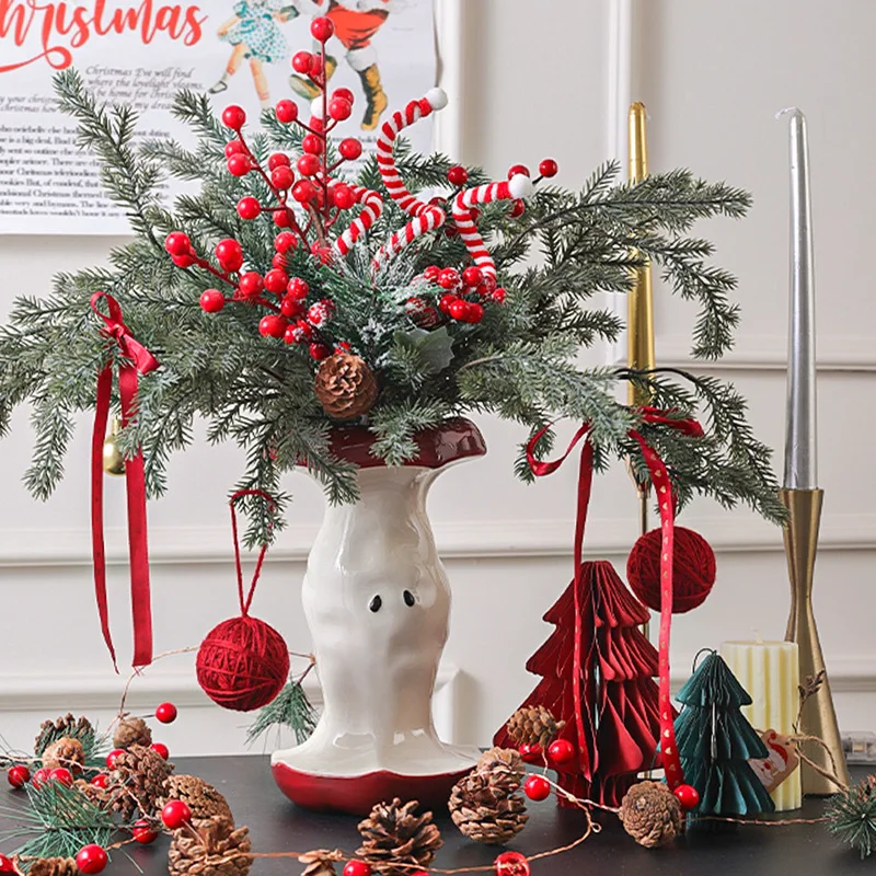 

Christmas Apple Ceramic Vase Red Retro Hydroponic French Vintage Style Flower Arrangement Decor High-End Toy & Hobby Accessory