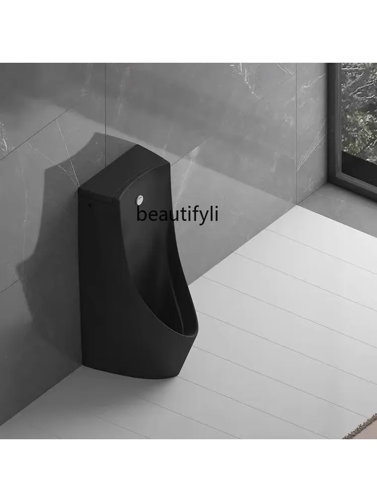 Black Urine Cup Integrated Induction Vertical Urinal Hotel Public Urine Cup Floor Wall-Hung Urinal