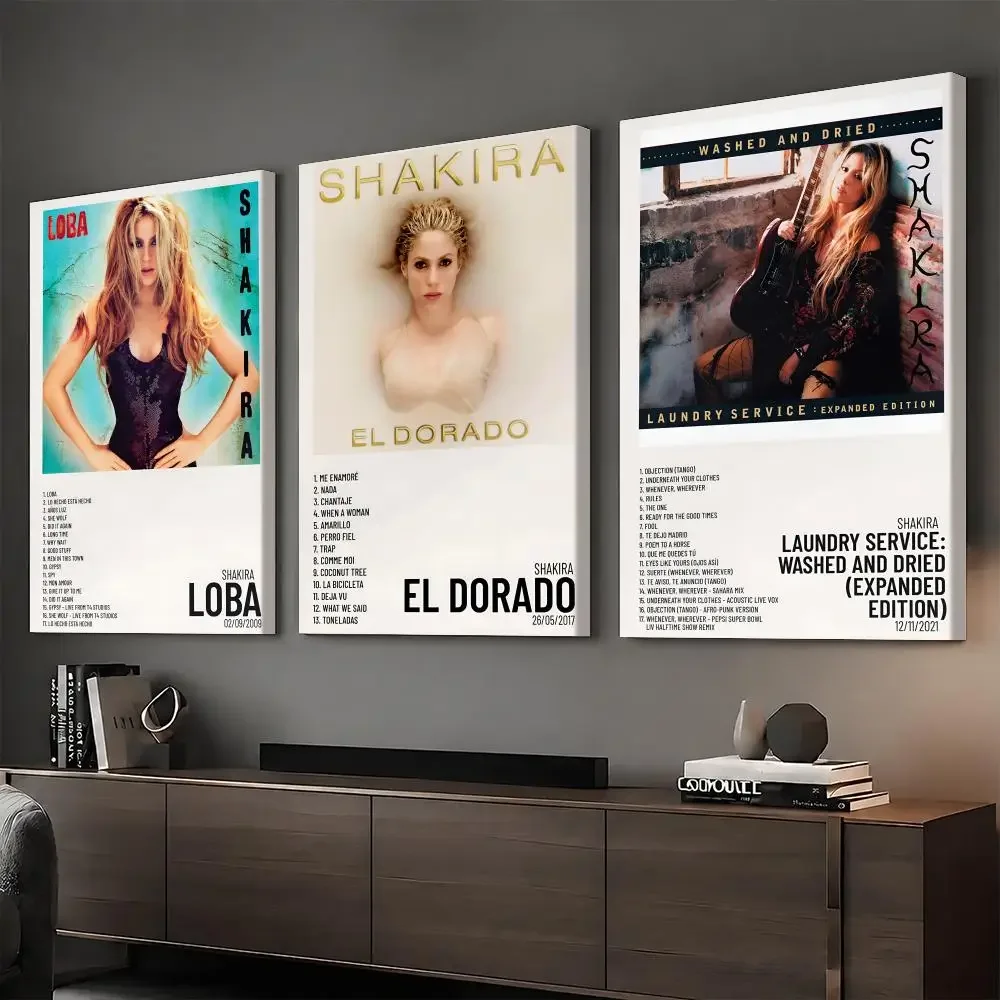 S-Shakira Album Cover Singer Painting Calligraphy HD Canvas Print Poster Wall Art | Optional Frame | Modern Hallway Decor