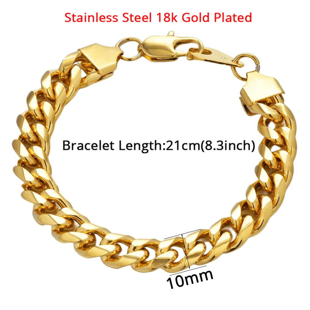 5 Style Men Bracelet 316L Stainless Steel Gold Silver Color Curb Cuban Link Chain Bracelet for Male Hiphop Trendy Jewelry Gift