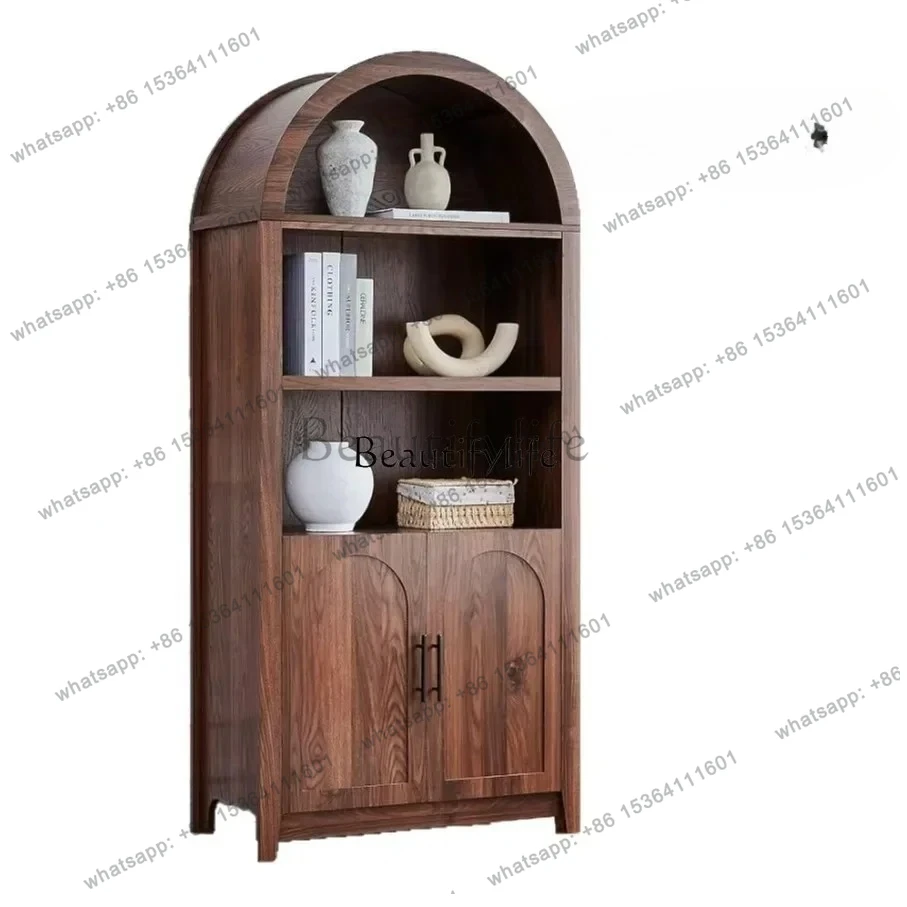 

44Walnut solid wood locker living room simple open locker arched open cabinet