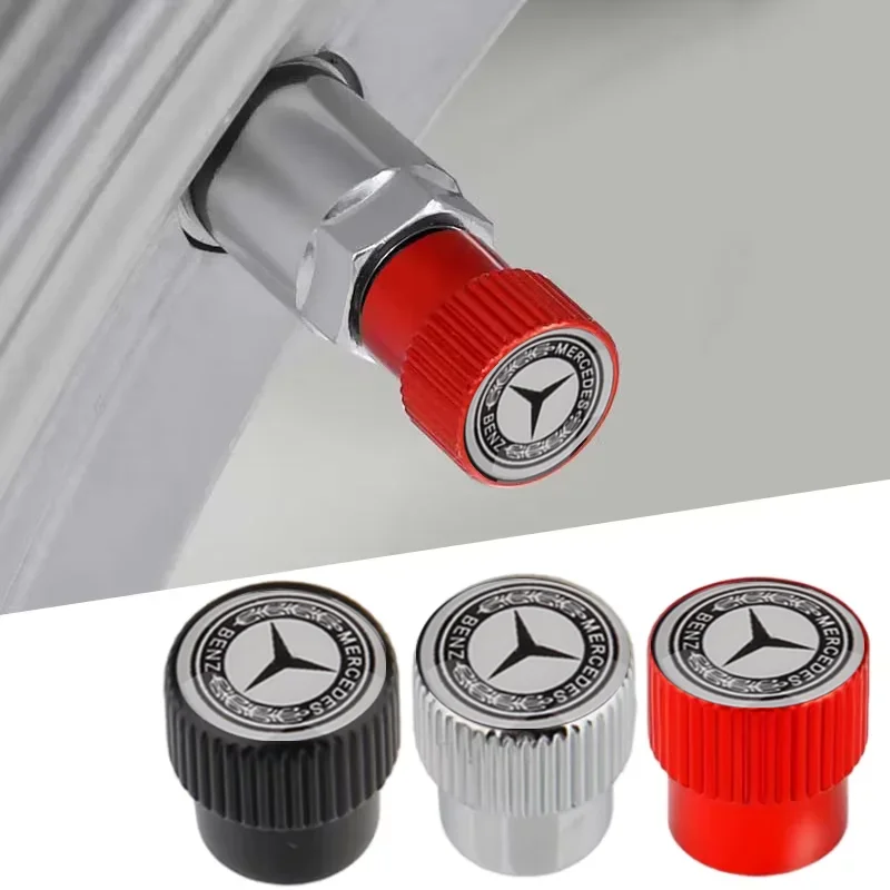 Car Tire Valve Caps for Mercedes Benz W124 W177 W164 W204 W205 W463 C63 CLS GLA G63 G64 Accessories Wheel Tyre Stem Decoration