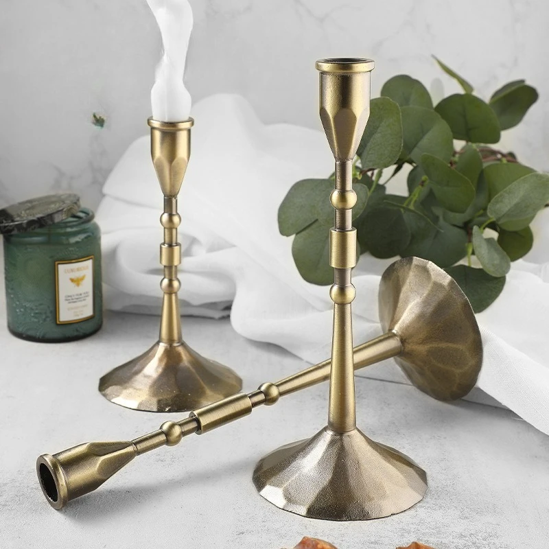 High End Retro Stainless Steel Candle Holders Living Room Dining Table Atmosphere Decorations Candle Utensils