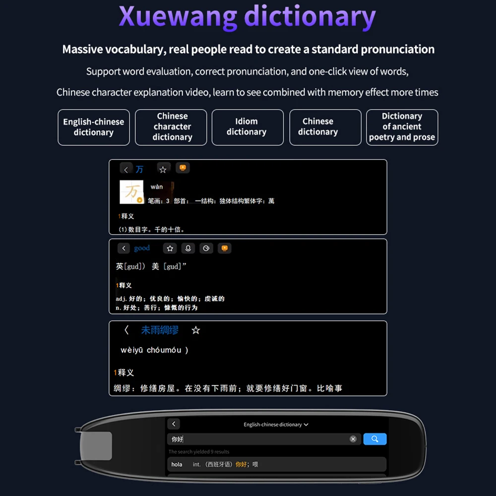 Dictionary Translation Pen Scan Reader Device Text Scanning Reading Translator WiFi/BT Connection 142 Languages Online Translate