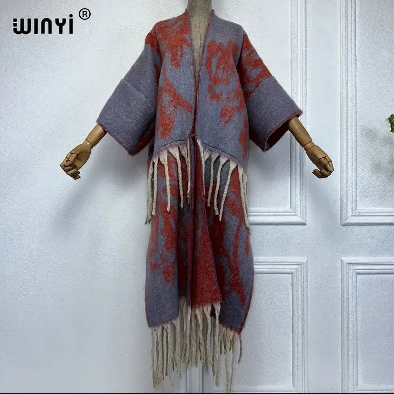 WINYI winter kimono Women Africa blog Luxury Fur Neutral coat Loose cardigan elegant Warm Female dress winter coat women 2026