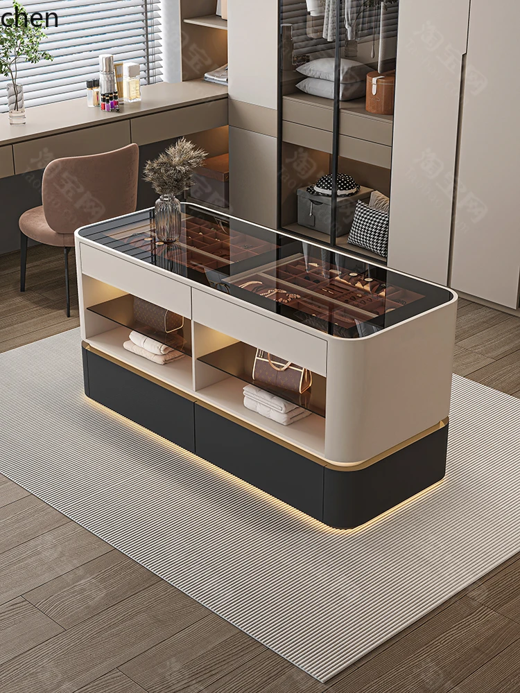 

LXC light cloakroom, island chest of drawers, chest of drawers, master bedroom storage, solid wood paint jewelry display cabinet