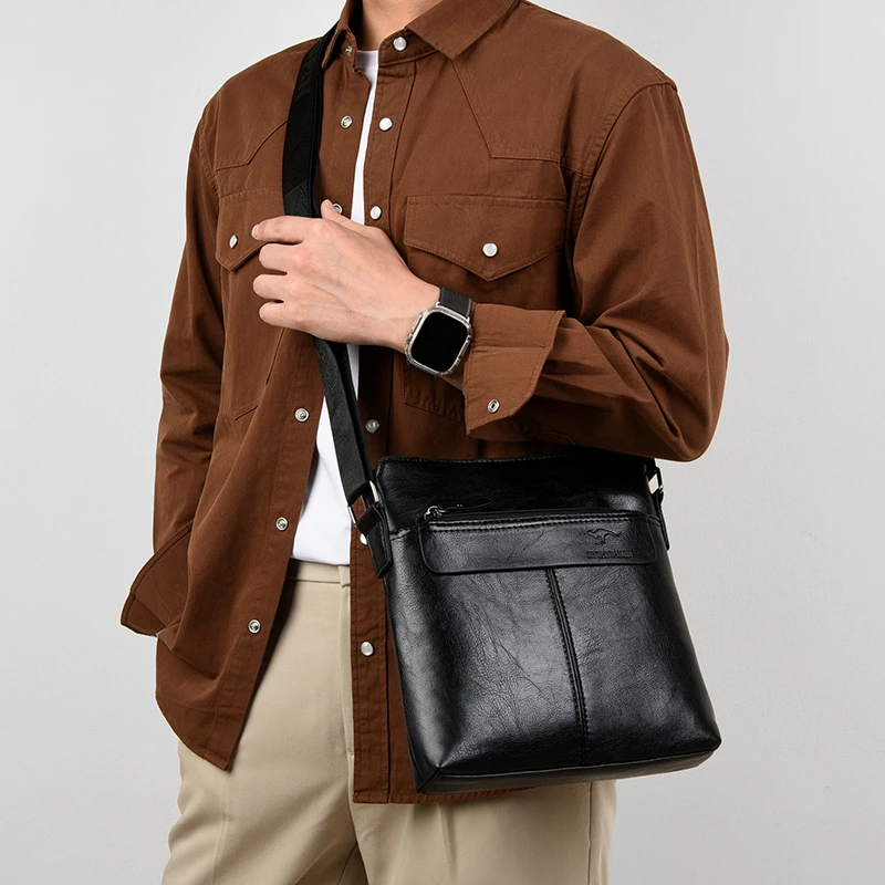 Business-Casual-Rucksack für Herren, Umhängetasche aus PU-Leder mit mehreren Fächern und großem Fassungsvermögen – Detail 8