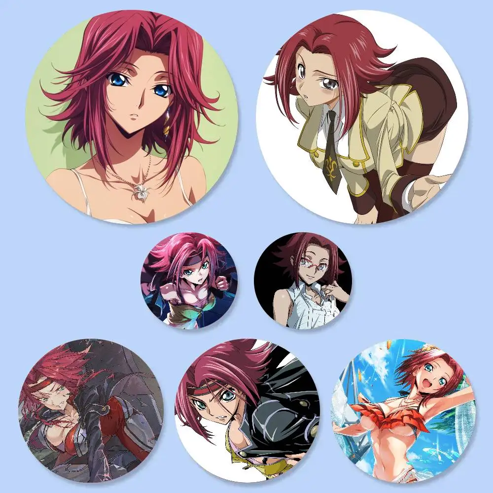 Kallen Animated Character Code Geass Badge Tinplate Meme Round Brooch For Hat Bag Creative Lapel Jewelry Accessories Gifts