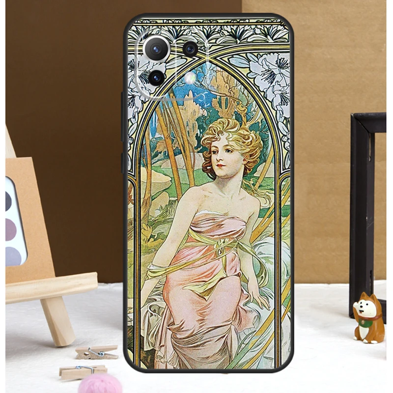 Alphonse Mucha Painted Case For POCO X6 Pro M6 X5 X3 Pro M5s F3 F5 Xiaomi 14 13 Ultra 12 Lite 11T 12T 13T Pro Cover
