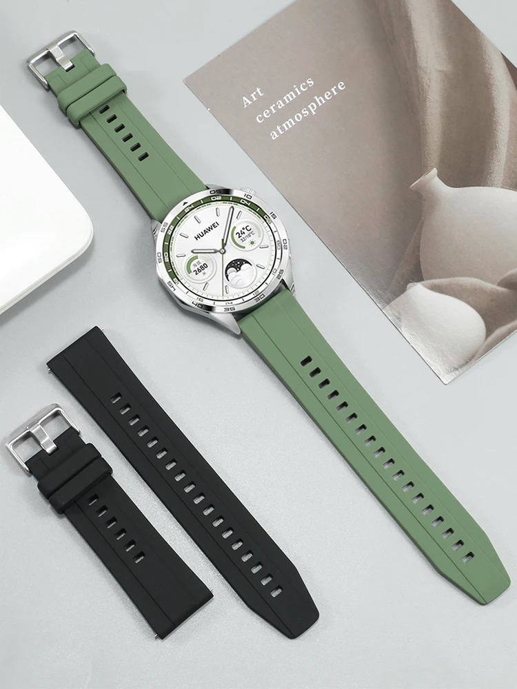 Adapted To H-u-a-w-e-i Watch Watch GT4 New Silicone Strap Spruce Green Gt4 Pro Women's GT/2/3 Glory