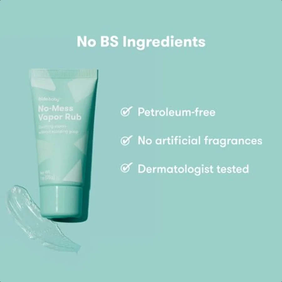 Frida Baby NoM Vapor Rub Baby Vapor Rub per petto, collo, schiena + piede, non stazionante, senza petrolio, tubo applicatore a mani libere, lenitivo