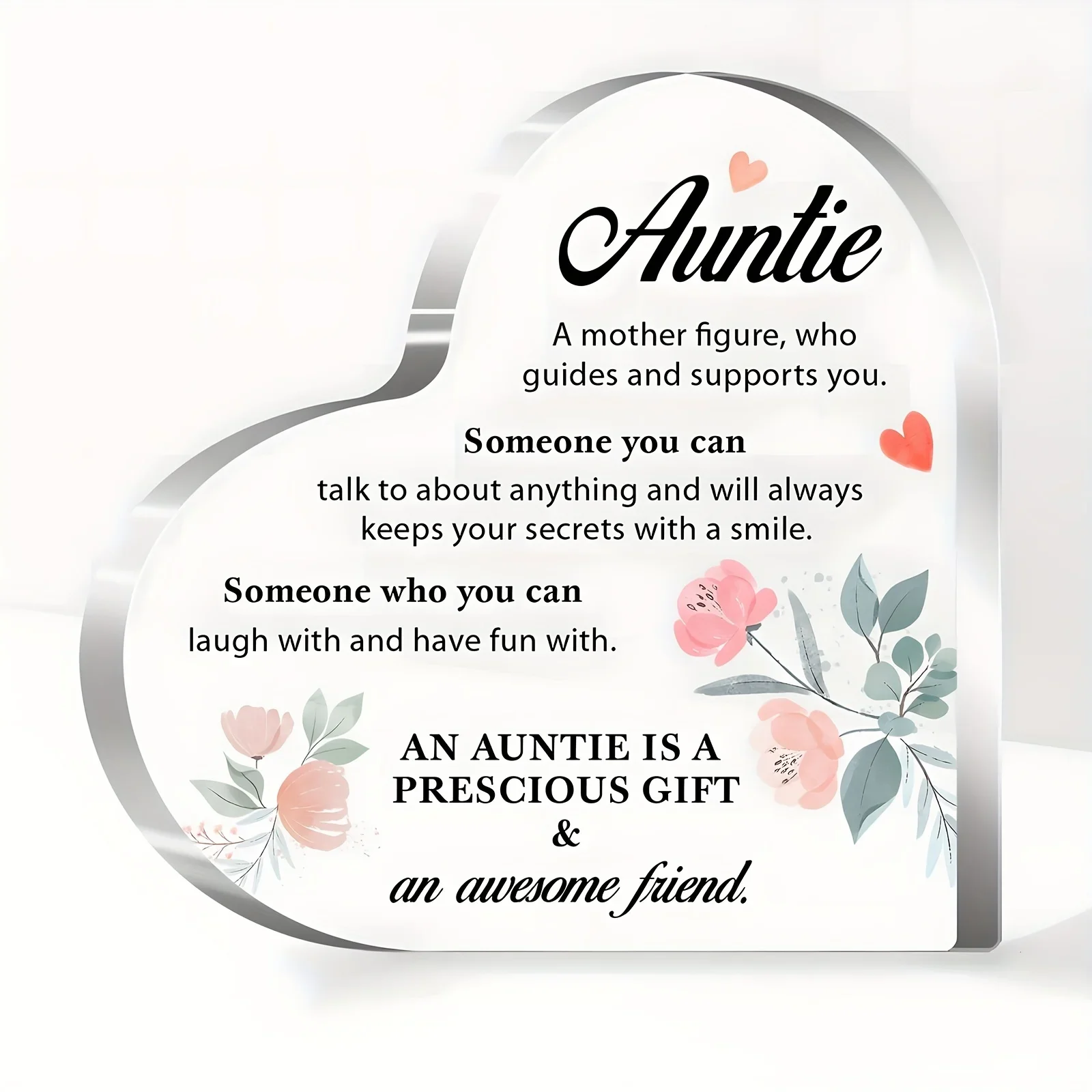 Acrylic Heart Decor 2D Flatback Irregular Desktop Ornament, Smooth Edge Elegant Gift for Mom Wife Auntie Christmas Thanksgiving