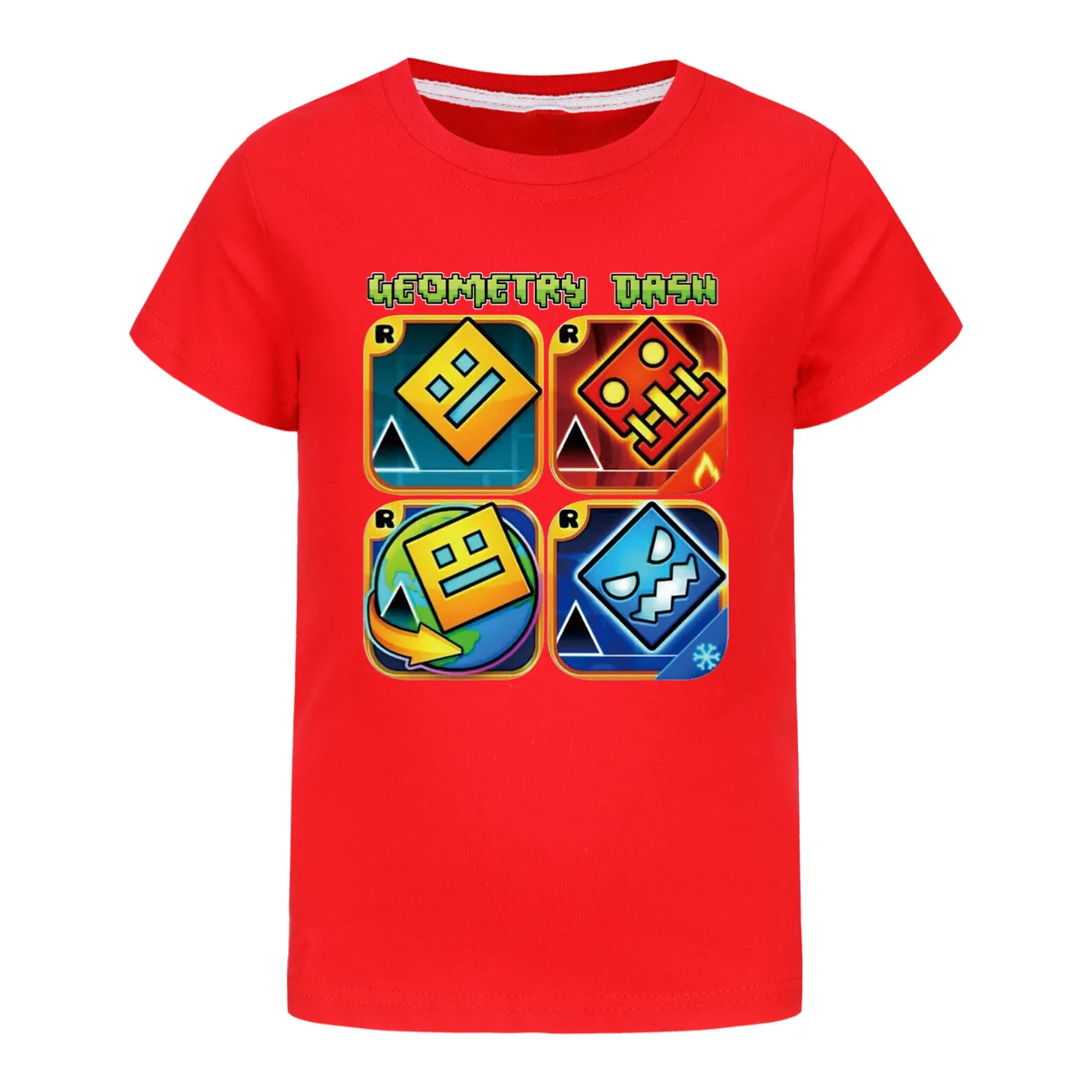 Geometry Dash TShirt Kids Cartoon Clothes Boys 100% Cotton T-shirt Children Fashion Clothing Toddler Girls Short Sleeve Tops