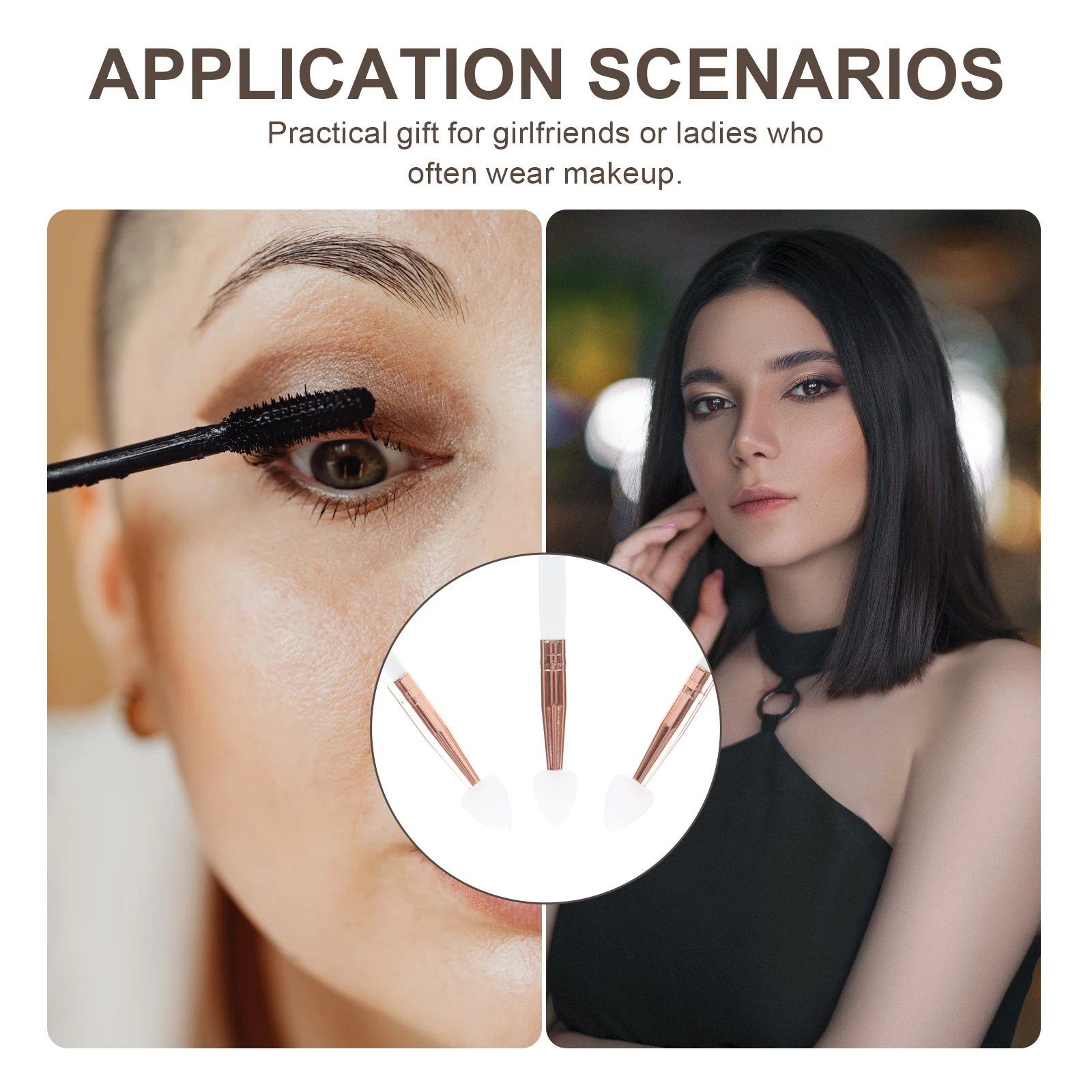 

3pcs Eyeshadow Makeup Dual-Headed Silicone Head Small Makeup Brush For Home Use Multifunctional Eye Shadow Applicator Tool