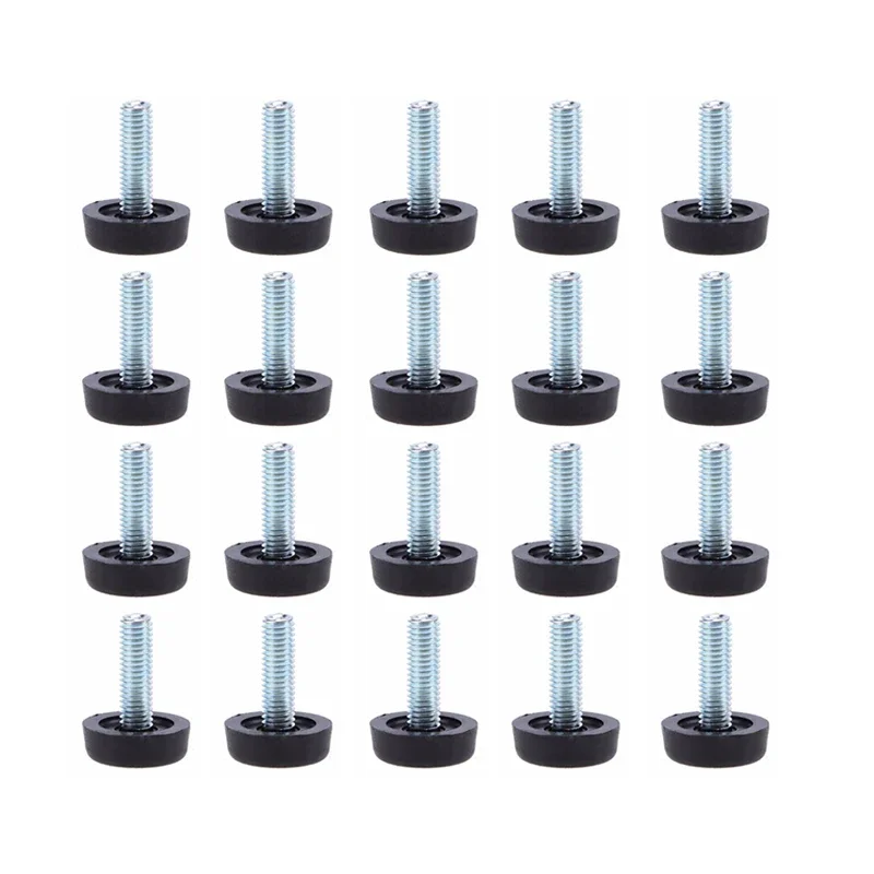 M8 Furniture Glide Leveling Feet Adjustable Leveler Floor Protector for Table Desk Cabinet Leg Pack of 20