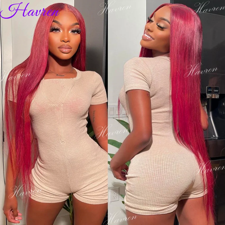 

13x4 99J Burgundy Bone Straight HD Lace Frontal Human Hair Wig Red 13x6 Lace Front Human Hair Wigs Colored 100% Human Hair Wig