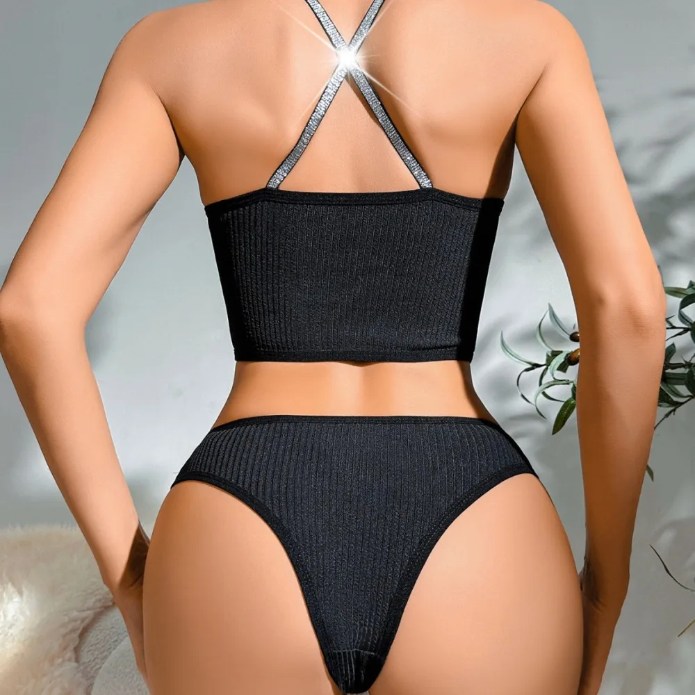 Sexy Bikini Set Women Push Up Swimsuit Comfortable Bra Thin Strap Panty Beachwear Bathing Suit Breathable Swimsuit